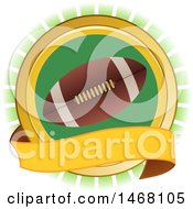 Poster, Art Print Of Football In A Round Frame With A Ribbon Banner
