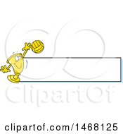 Poster, Art Print Of Golden Trophy Cup Mascot Playing Volleyball By A Blank Banner