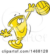 Poster, Art Print Of Golden Trophy Cup Mascot Playing Volleyball
