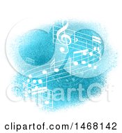 Poster, Art Print Of Wave Of Music Notes On Blue