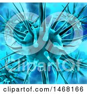 Clipart Of A Background Of 3d Blue Virus Cells Royalty Free Illustration