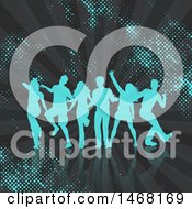 Clipart Of A Silhouetted Group Of Party People Dancing Royalty Free Vector Illustration