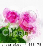 Clipart Of A Watercolor Painting Of Pink Roses Royalty Free Vector Illustration by KJ Pargeter