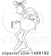 Clipart Of A Black And White School Moose Walking Upright Royalty Free Vector Illustration