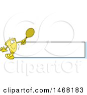 Poster, Art Print Of Golden Trophy Mascot Playing Tennis By A Blank Banner