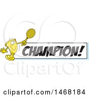 Poster, Art Print Of Golden Trophy Mascot Playing Tennis By A Champion Banner