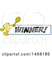 Poster, Art Print Of Golden Trophy Mascot Playing Tennis By A Winner Banner