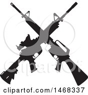 Poster, Art Print Of Silhouetted Crossed Rifle Design