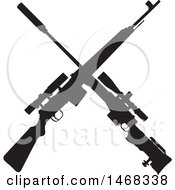 Poster, Art Print Of Silhouetted Crossed Rifle Design