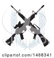 Poster, Art Print Of Distressed Crossed Rifle Design With A Wreath