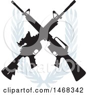 Poster, Art Print Of Crossed Rifle Design With A Wreath