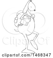 Clipart Of A Black And White Dog School Student Walking Upright Royalty Free Vector Illustration