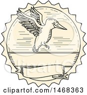 Line Drawing Styled Kingfisher Bird Flying In A Seal