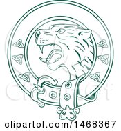 Scottish Wildcat Or Highlands Tiger Head In A Celtic Belt