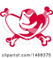 Clipart Of A Red And White Cowboy Hand And Cross Bones Royalty Free Vector Illustration