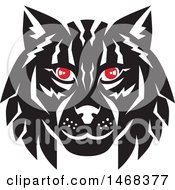 Poster, Art Print Of Black And White Lynx Cat Face With Red Eyes