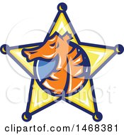 Poster, Art Print Of Seahorse Head In Profile Within A Sheriff Star Badge