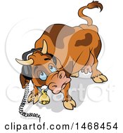 Clipart Of A Cow Wearing Headphones Royalty Free Vector Illustration by dero
