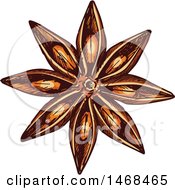Clipart Of A Sketched Herb Star Anise Royalty Free Vector Illustration