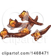 Clipart Of A Sketched Herb Cloves Royalty Free Vector Illustration