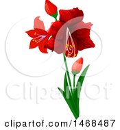 Clipart Of Red Amaryllis Flowers Royalty Free Vector Illustration