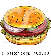Poster, Art Print Of Sketched Hamburger