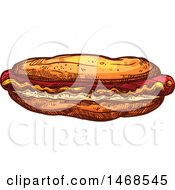 Clipart Of A Sketched Hot Dog Royalty Free Vector Illustration by Vector Tradition SM