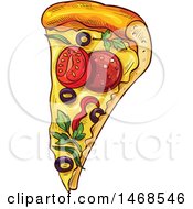 Clipart Of A Sketched Slice Of Pizza Royalty Free Vector Illustration by Vector Tradition SM