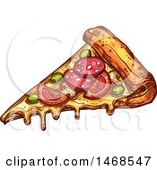 Clipart Of A Sketched Slice Of Pizza Royalty Free Vector Illustration by Vector Tradition SM