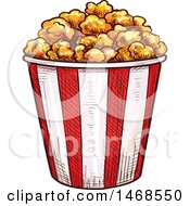 Poster, Art Print Of Sketched Buckte Of Popcorn