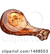 Clipart Of A Sketched Chicken Leg Royalty Free Vector Illustration by Vector Tradition SM