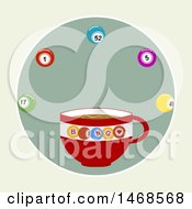 Poster, Art Print Of Coffee Cup With Bingo Balls Over Vintage Green
