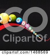 Poster, Art Print Of 3d Red Wave With Colorful Bingo Or Lottery Balls Over Textured Metal