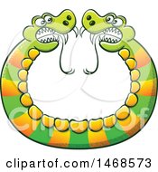 Clipart Of A Double Headed Snake With Green And Orange Stripes Royalty Free Vector Illustration