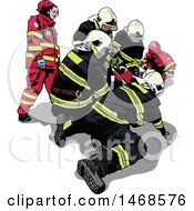 Clipart Of A Paramedics Team Tending To A Patient Royalty Free Vector Illustration