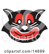 Evil Black Cat With Red Eyes And Mouth Grinning Clipart Illustration by Andy Nortnik