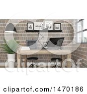 Clipart Of A 3d Home Office Interior Royalty Free Illustration
