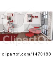 3d Red Themed Room Interior