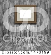 3d Blank Picture Frame In A Wood Room