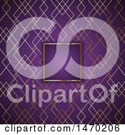 Clipart Of A Blank Frame On A Gold Pattern And Purple Background Royalty Free Vector Illustration