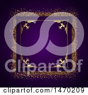 Clipart Of A Golden Glitter Frame Background Royalty Free Vector Illustration