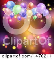Colorful Light And Party Balloon Background With Stars