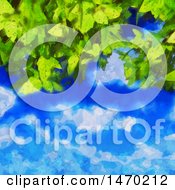 Clipart Of A Watercolor Painted Leaves And Sky Background Royalty Free Vector Illustration