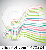 Clipart Of A Colorful Lined Wave On A Shaded Background Royalty Free Vector Illustration