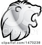 Poster, Art Print Of Silver Roaring Lion Head In Profile