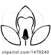 Clipart Of A Black And White Leaf Tooth Design Royalty Free Vector Illustration