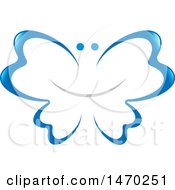 Poster, Art Print Of Blue Tooth Shape Winged Butterfly With A Smiley Face