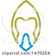 Clipart Of A Green And Blue Leaf And Tooth Design Royalty Free Vector Illustration by Lal Perera