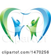 Poster, Art Print Of Blue And Green Couple And Tooth Design