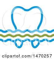 Clipart Of A Blue And Green Wave And Tooth Design Royalty Free Vector Illustration by Lal Perera